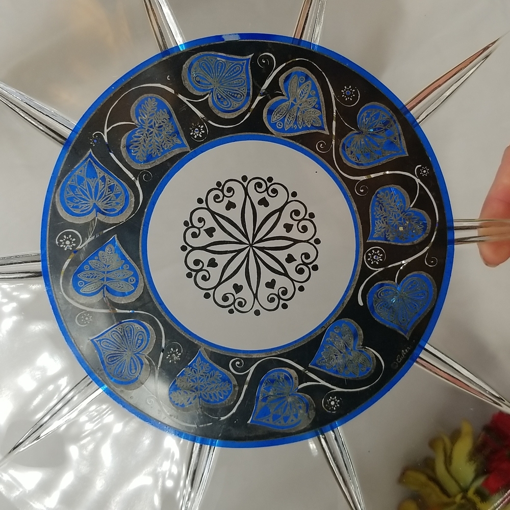 Culver Glass Mid Century Modern Blue Hearts Bar Set - Picture 11 of 16